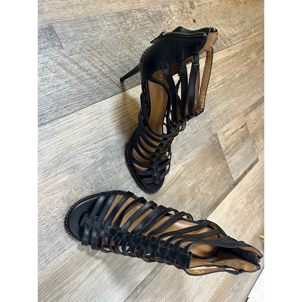Coach Womens Kia Gladiator Sandals Multi-Strap Cage Black 8B
